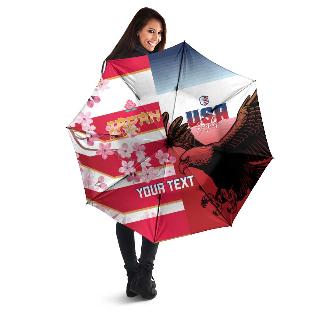 USA and Japan Rugby Custom Umbrella Eagles Brave Blossoms Together Pacific - Wonder Print Shop