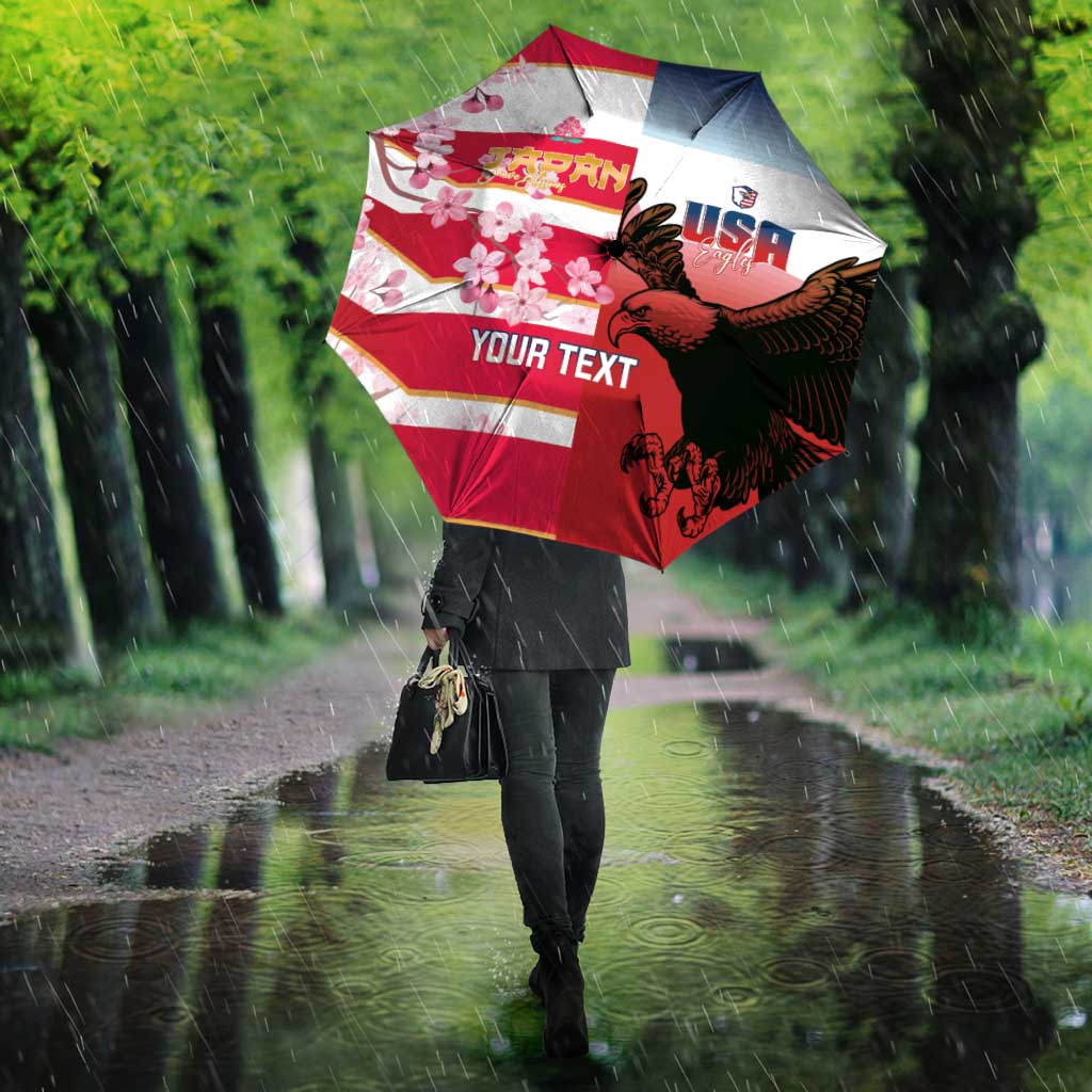 USA and Japan Rugby Custom Umbrella Eagles Brave Blossoms Together Pacific - Wonder Print Shop