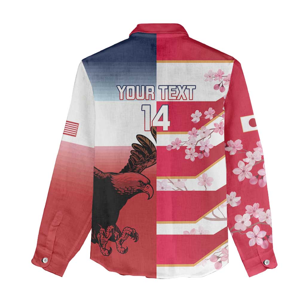 USA and Japan Rugby Custom Women Casual Shirt Eagles Brave Blossoms Together Pacific - Wonder Print Shop
