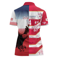 USA and Japan Rugby Custom Women Polo Shirt Eagles Brave Blossoms Together Pacific - Wonder Print Shop