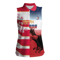 USA and Japan Rugby Custom Women Sleeveless Polo Shirt Eagles Brave Blossoms Together Pacific - Wonder Print Shop