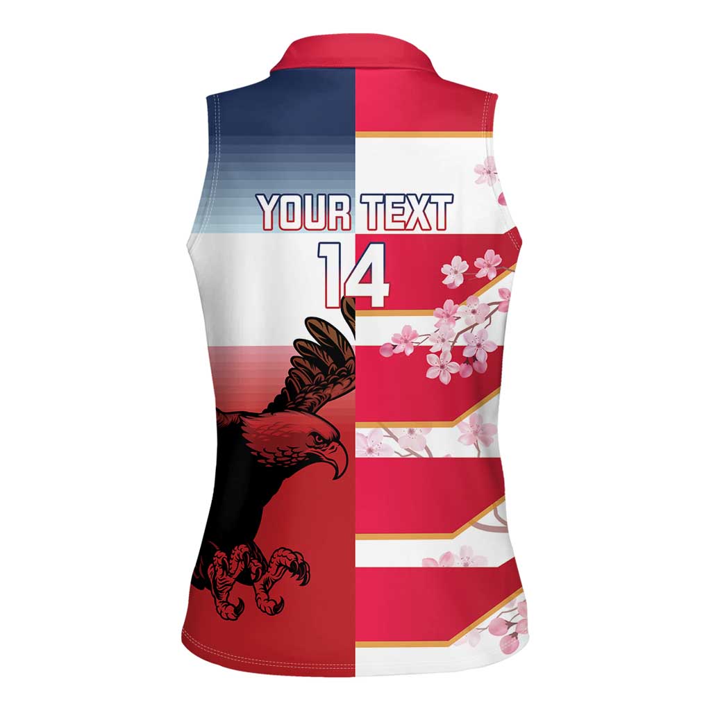 USA and Japan Rugby Custom Women Sleeveless Polo Shirt Eagles Brave Blossoms Together Pacific - Wonder Print Shop