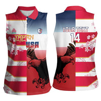 USA and Japan Rugby Custom Women Sleeveless Polo Shirt Eagles Brave Blossoms Together Pacific - Wonder Print Shop