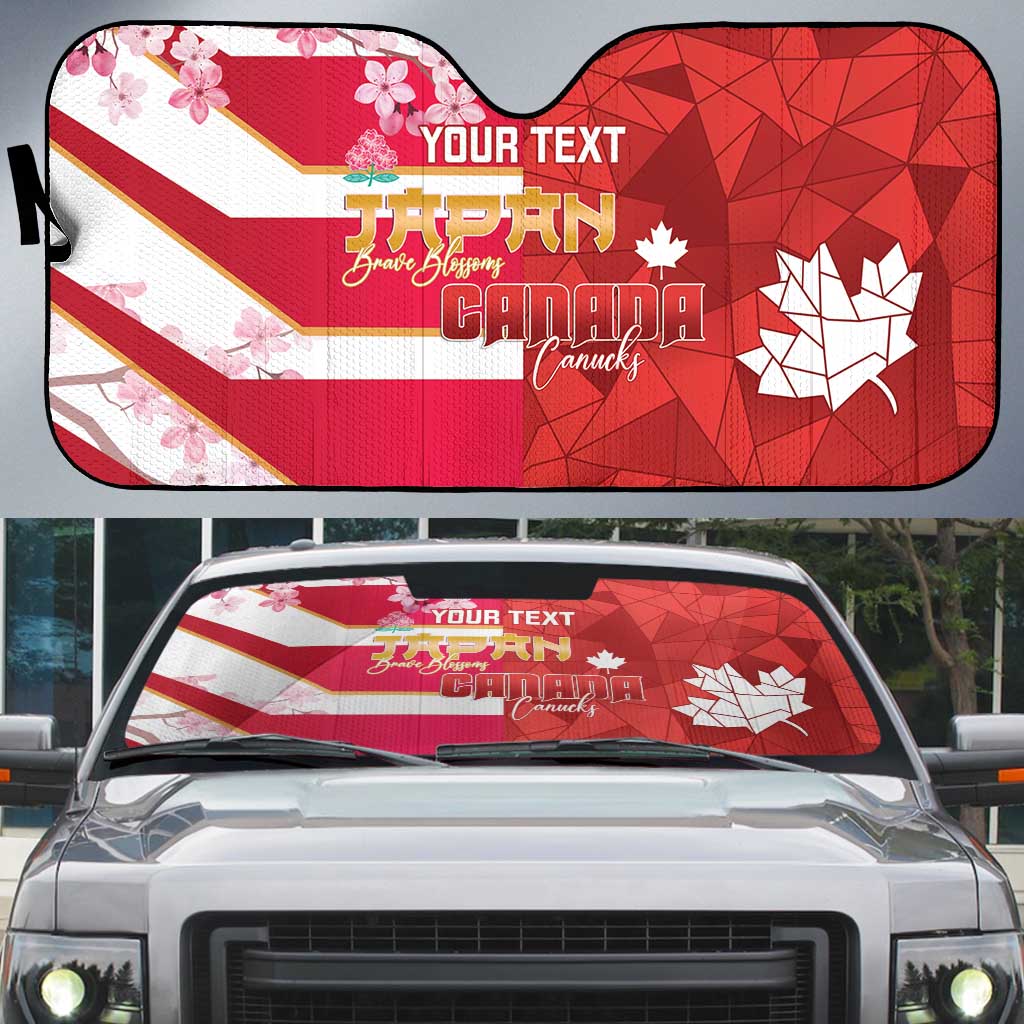 Canada and Japan Rugby Custom Auto Sun Shade Canucks Brave Blossoms Together Pacific - Wonder Print Shop