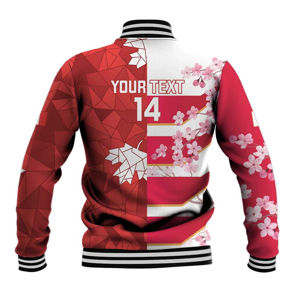 Canada and Japan Rugby Custom Baseball Jacket Canucks Brave Blossoms Together Pacific - Wonder Print Shop