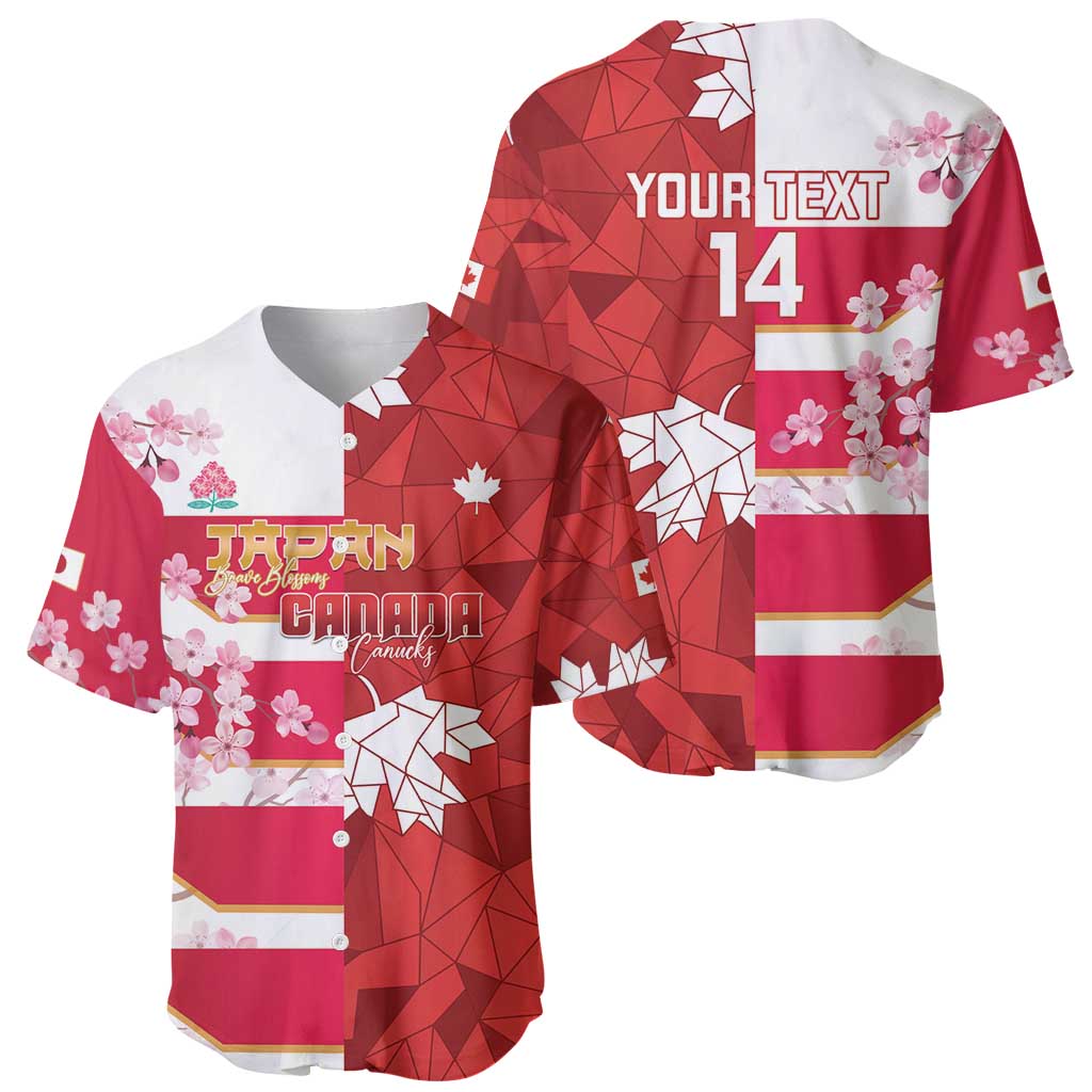 Canada and Japan Rugby Custom Baseball Jersey Canucks Brave Blossoms Together Pacific - Wonder Print Shop