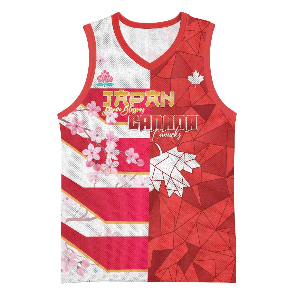 Canada and Japan Rugby Custom Basketball Jersey Canucks Brave Blossoms Together Pacific - Wonder Print Shop