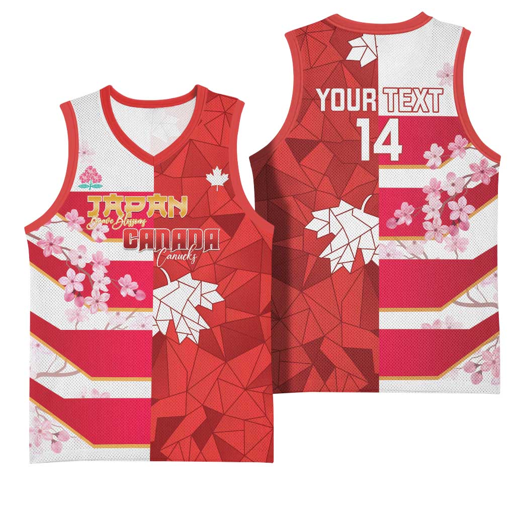 Canada and Japan Rugby Custom Basketball Jersey Canucks Brave Blossoms Together Pacific - Wonder Print Shop