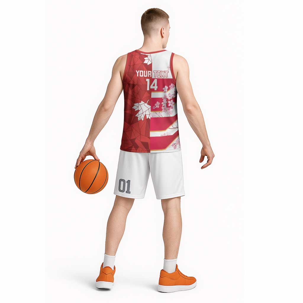 Canada and Japan Rugby Custom Basketball Jersey Canucks Brave Blossoms Together Pacific - Wonder Print Shop