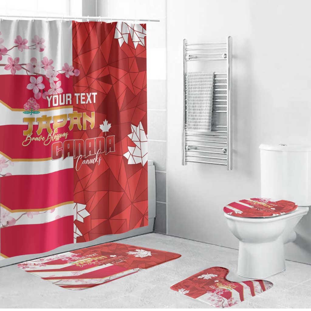 Canada and Japan Rugby Custom Bathroom Set Canucks Brave Blossoms Together Pacific - Wonder Print Shop