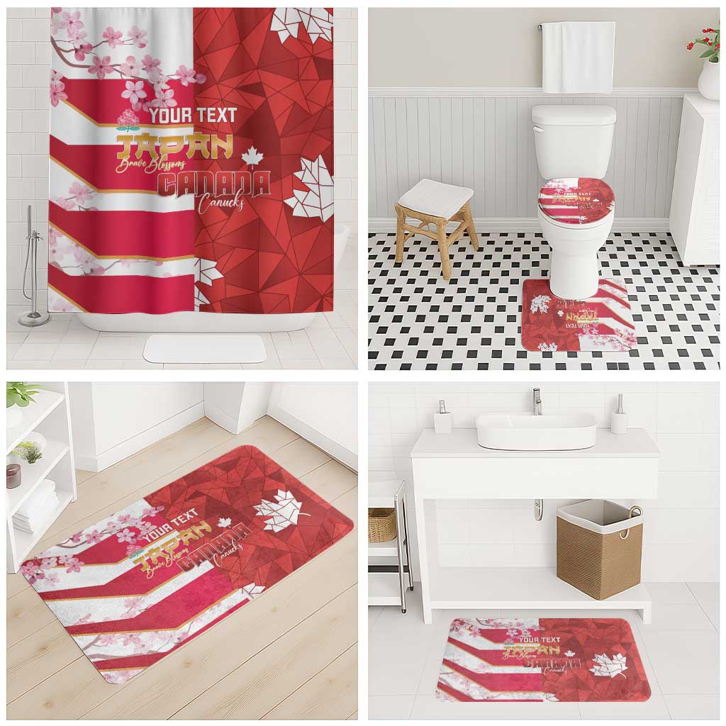 Canada and Japan Rugby Custom Bathroom Set Canucks Brave Blossoms Together Pacific - Wonder Print Shop