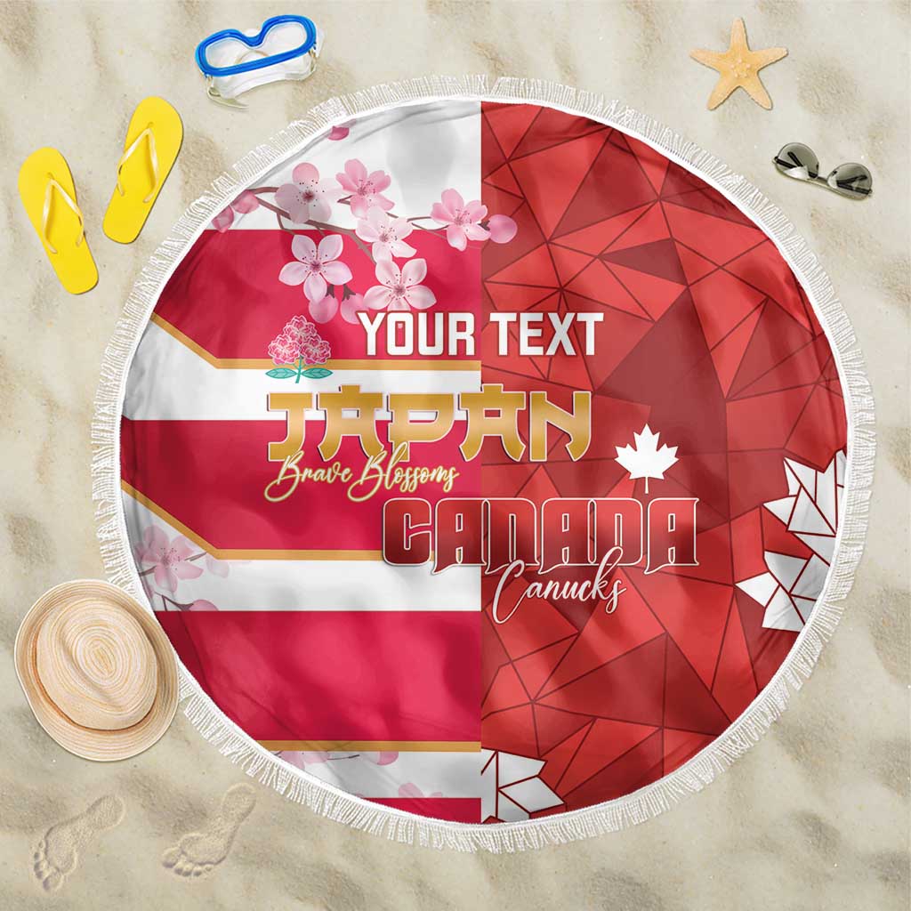 Canada and Japan Rugby Custom Beach Blanket Canucks Brave Blossoms Together Pacific - Wonder Print Shop