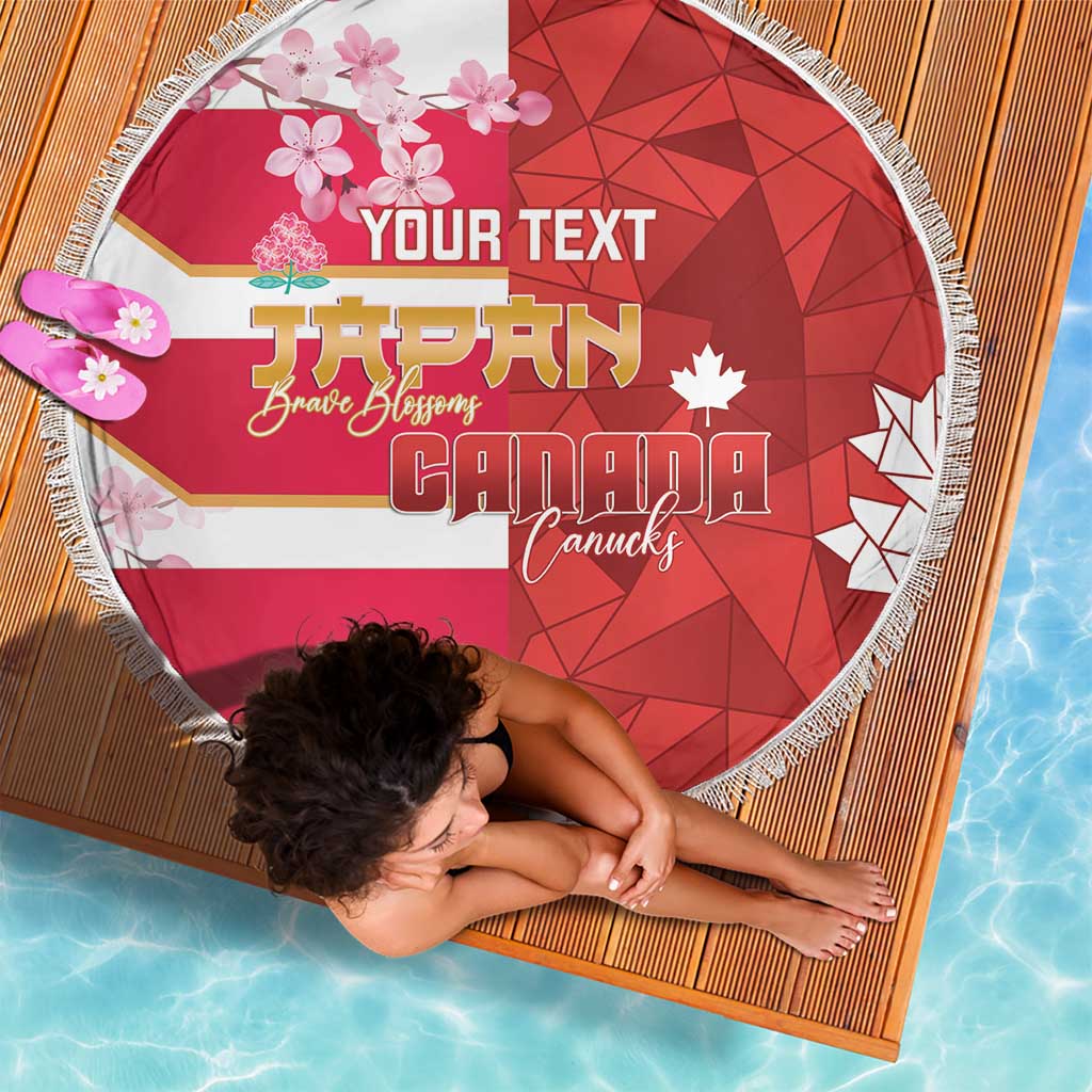 Canada and Japan Rugby Custom Beach Blanket Canucks Brave Blossoms Together Pacific - Wonder Print Shop