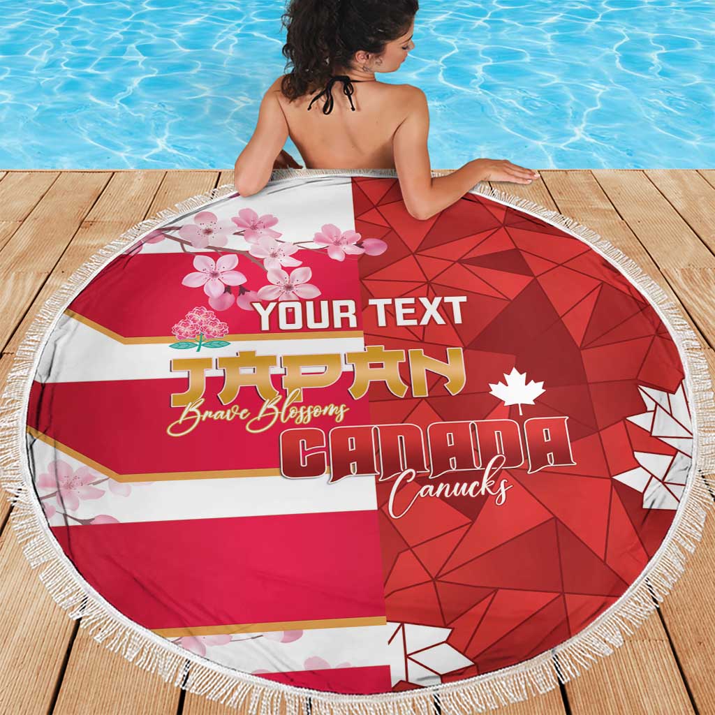 Canada and Japan Rugby Custom Beach Blanket Canucks Brave Blossoms Together Pacific - Wonder Print Shop