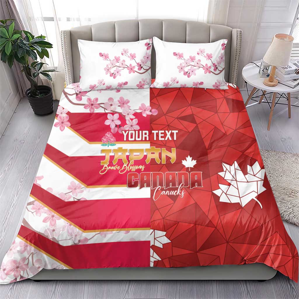 Canada and Japan Rugby Custom Bedding Set Canucks Brave Blossoms Together Pacific - Wonder Print Shop