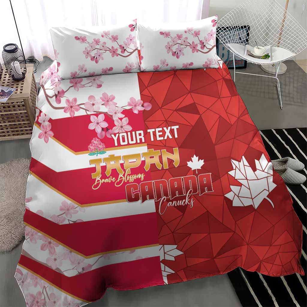 Canada and Japan Rugby Custom Bedding Set Canucks Brave Blossoms Together Pacific - Wonder Print Shop
