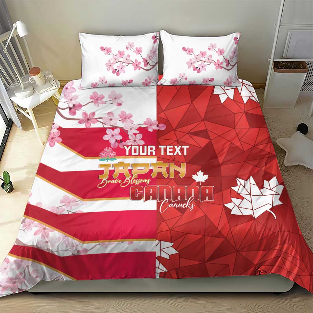 Canada and Japan Rugby Custom Bedding Set Canucks Brave Blossoms Together Pacific - Wonder Print Shop