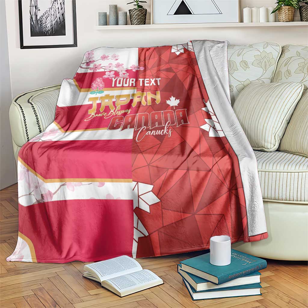 Canada and Japan Rugby Custom Blanket Canucks Brave Blossoms Together Pacific - Wonder Print Shop