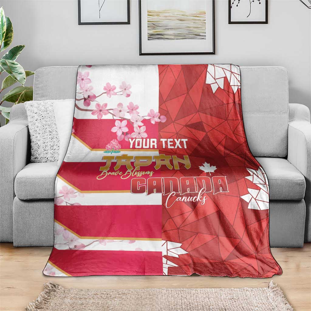 Canada and Japan Rugby Custom Blanket Canucks Brave Blossoms Together Pacific - Wonder Print Shop