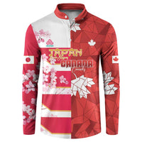 Canada and Japan Rugby Custom Button Sweatshirt Canucks Brave Blossoms Together Pacific - Wonder Print Shop