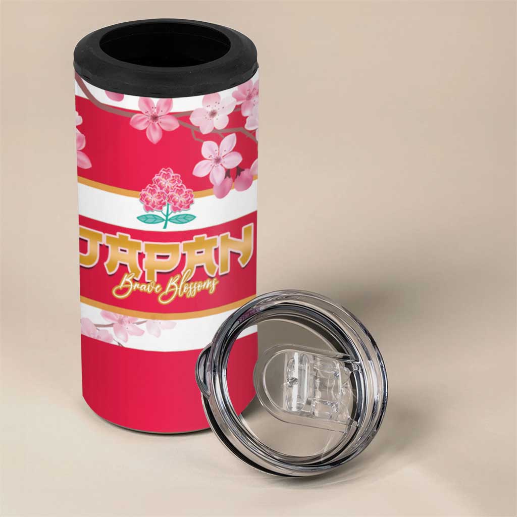 Canada and Japan Rugby 4 in 1 Can Cooler Tumbler Canucks Brave Blossoms Together Pacific - Wonder Print Shop