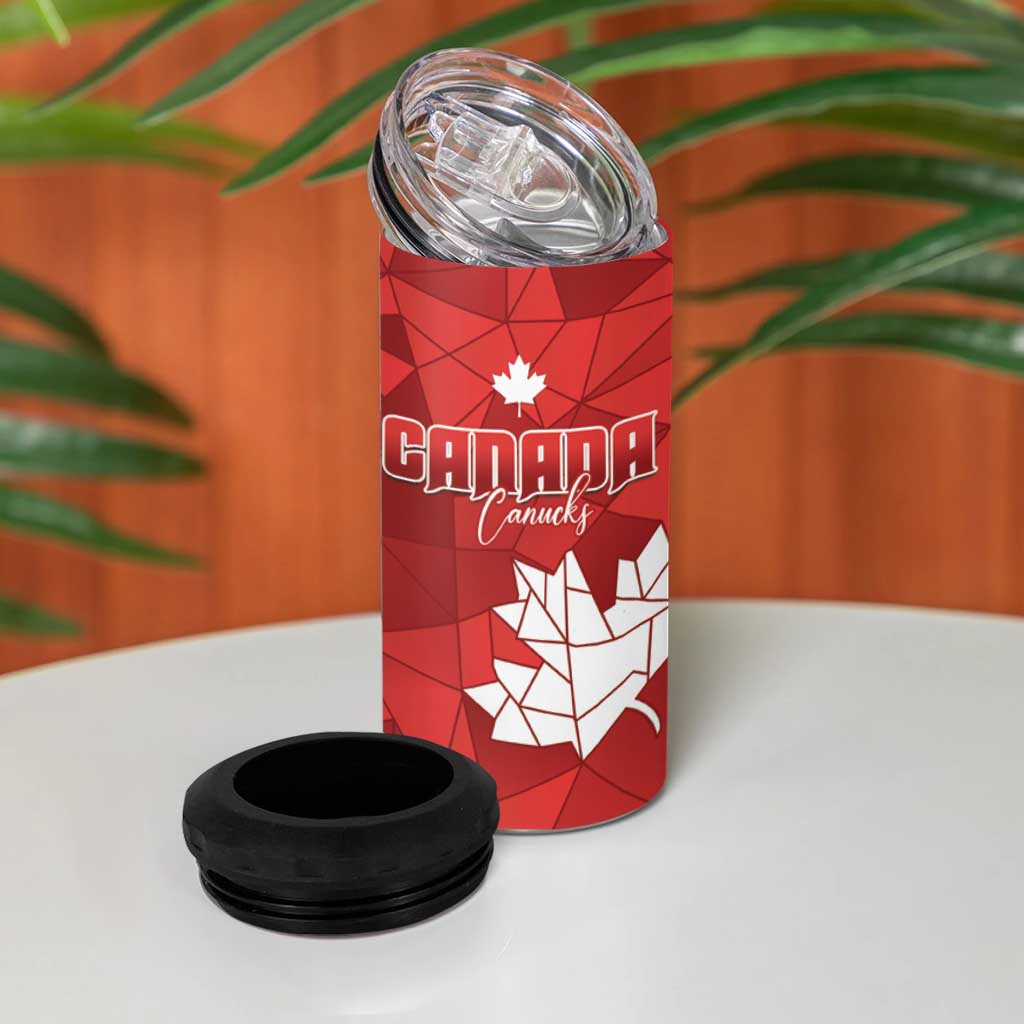 Canada and Japan Rugby 4 in 1 Can Cooler Tumbler Canucks Brave Blossoms Together Pacific - Wonder Print Shop