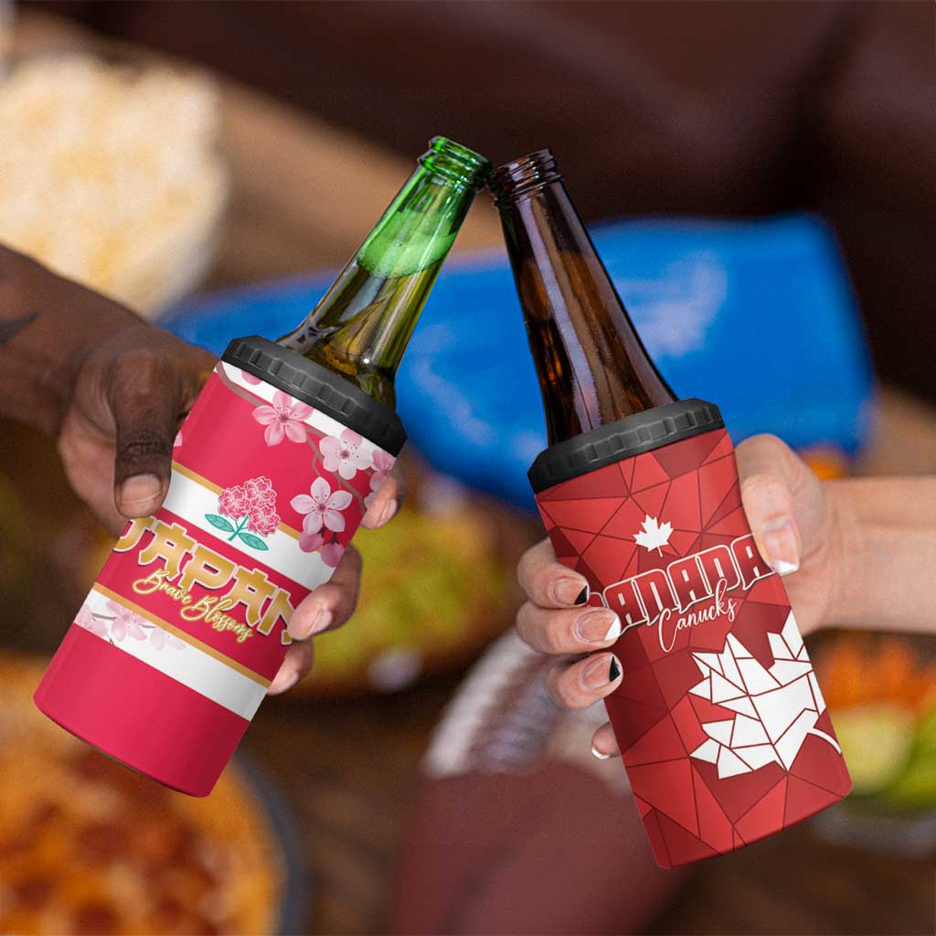 Canada and Japan Rugby 4 in 1 Can Cooler Tumbler Canucks Brave Blossoms Together Pacific - Wonder Print Shop