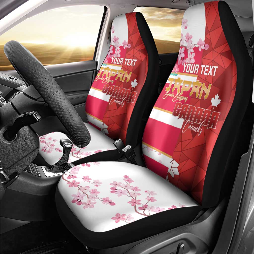 Canada and Japan Rugby Custom Car Seat Cover Canucks Brave Blossoms Together Pacific - Wonder Print Shop