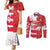 Canada and Japan Rugby Custom Couples Matching Mermaid Dress and Long Sleeve Button Shirt Canucks Brave Blossoms Together Pacific - Wonder Print Shop