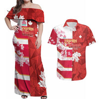 Canada and Japan Rugby Custom Couples Matching Off Shoulder Maxi Dress and Hawaiian Shirt Canucks Brave Blossoms Together Pacific - Wonder Print Shop