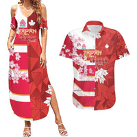 Canada and Japan Rugby Custom Couples Matching Summer Maxi Dress and Hawaiian Shirt Canucks Brave Blossoms Together Pacific - Wonder Print Shop