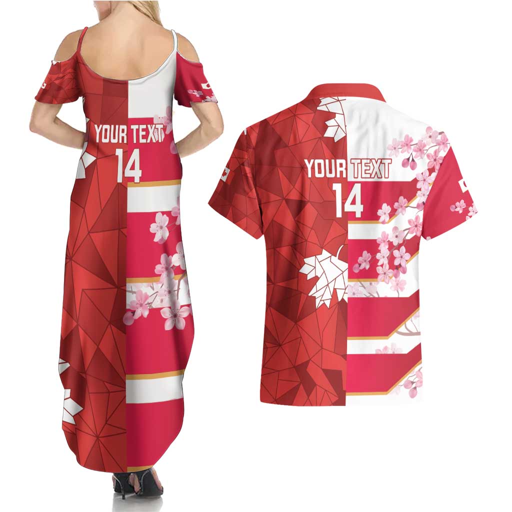 Canada and Japan Rugby Custom Couples Matching Summer Maxi Dress and Hawaiian Shirt Canucks Brave Blossoms Together Pacific - Wonder Print Shop