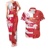 Canada and Japan Rugby Custom Couples Matching Tank Maxi Dress and Hawaiian Shirt Canucks Brave Blossoms Together Pacific - Wonder Print Shop