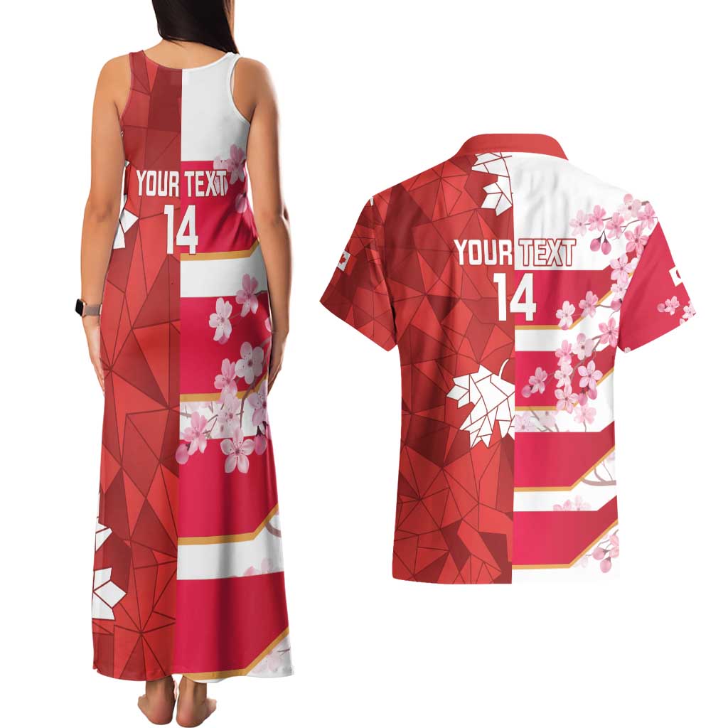 Canada and Japan Rugby Custom Couples Matching Tank Maxi Dress and Hawaiian Shirt Canucks Brave Blossoms Together Pacific - Wonder Print Shop
