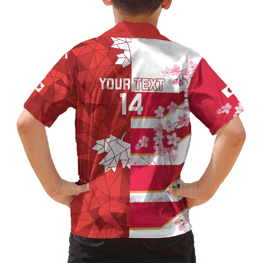 Canada and Japan Rugby Custom Family Matching Long Sleeve Bodycon Dress and Hawaiian Shirt Canucks Brave Blossoms Together Pacific - Wonder Print Shop
