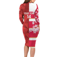 Canada and Japan Rugby Custom Family Matching Long Sleeve Bodycon Dress and Hawaiian Shirt Canucks Brave Blossoms Together Pacific - Wonder Print Shop