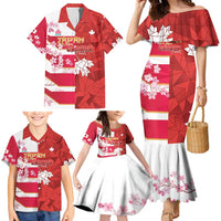 Canada and Japan Rugby Custom Family Matching Mermaid Dress and Hawaiian Shirt Canucks Brave Blossoms Together Pacific - Wonder Print Shop