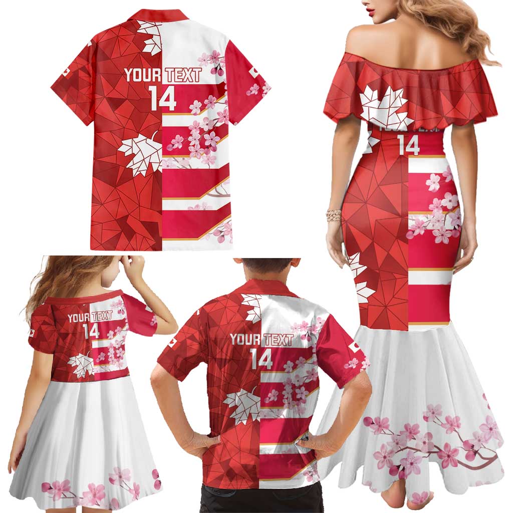 Canada and Japan Rugby Custom Family Matching Mermaid Dress and Hawaiian Shirt Canucks Brave Blossoms Together Pacific - Wonder Print Shop