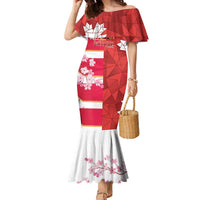 Canada and Japan Rugby Custom Family Matching Mermaid Dress and Hawaiian Shirt Canucks Brave Blossoms Together Pacific - Wonder Print Shop