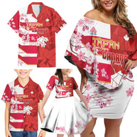 Canada and Japan Rugby Custom Family Matching Off Shoulder Short Dress and Hawaiian Shirt Canucks Brave Blossoms Together Pacific - Wonder Print Shop