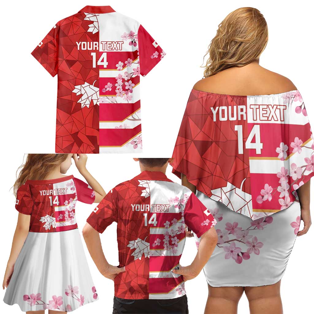Canada and Japan Rugby Custom Family Matching Off Shoulder Short Dress and Hawaiian Shirt Canucks Brave Blossoms Together Pacific - Wonder Print Shop