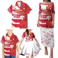 Canada and Japan Rugby Custom Family Matching Puletasi and Hawaiian Shirt Canucks Brave Blossoms Together Pacific - Wonder Print Shop