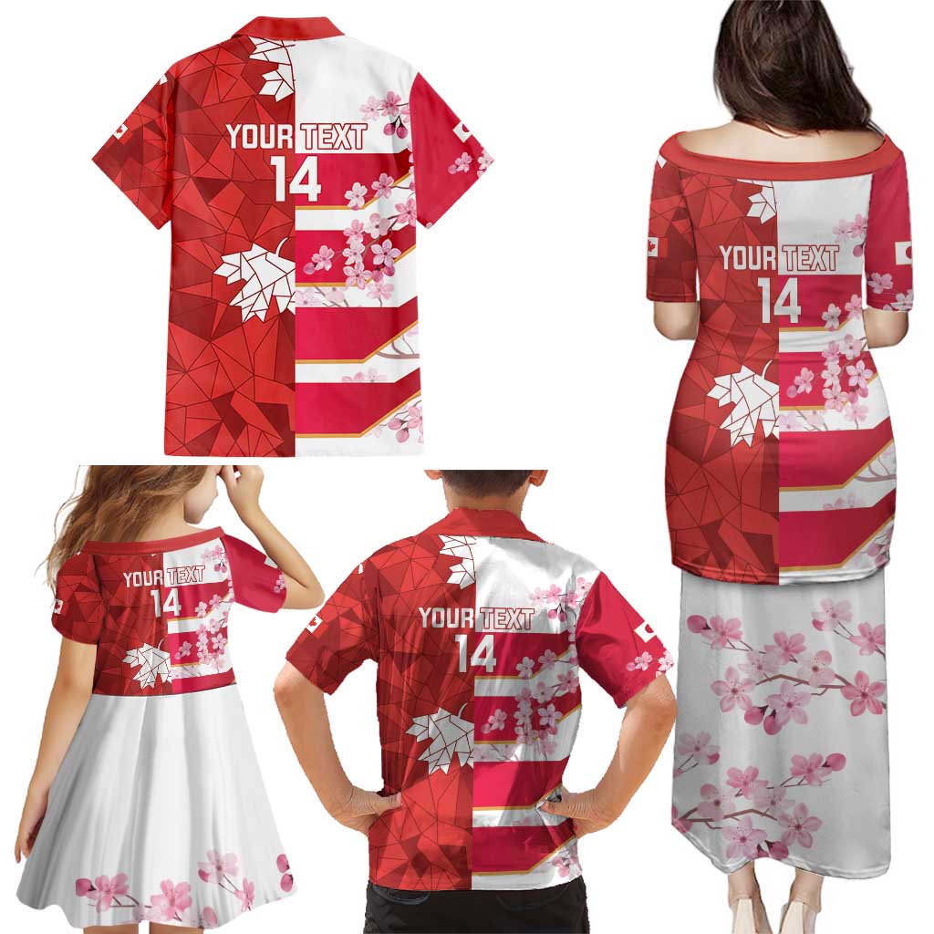 Canada and Japan Rugby Custom Family Matching Puletasi and Hawaiian Shirt Canucks Brave Blossoms Together Pacific - Wonder Print Shop