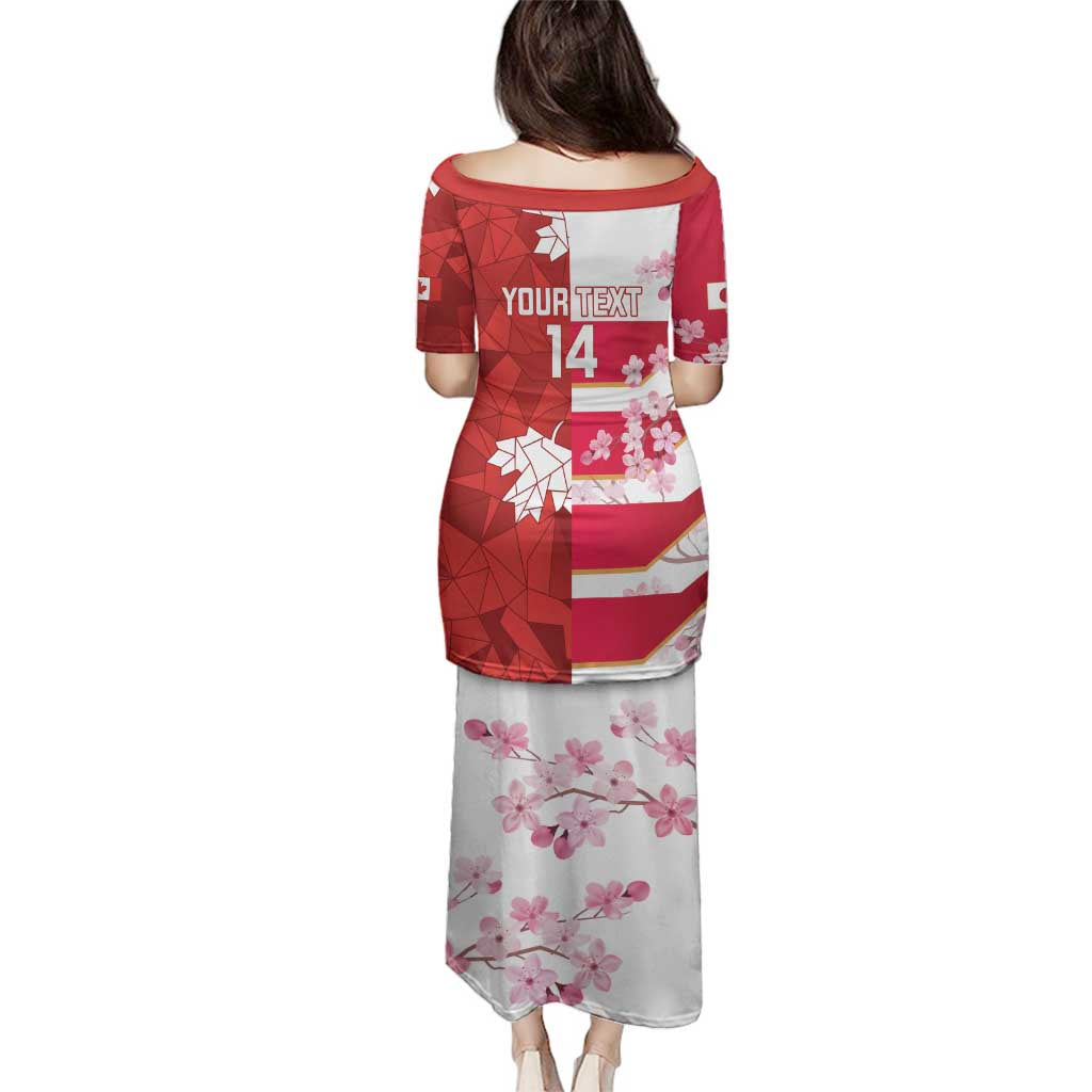 Canada and Japan Rugby Custom Family Matching Puletasi and Hawaiian Shirt Canucks Brave Blossoms Together Pacific - Wonder Print Shop