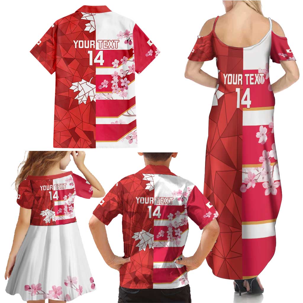 Canada and Japan Rugby Custom Family Matching Summer Maxi Dress and Hawaiian Shirt Canucks Brave Blossoms Together Pacific - Wonder Print Shop
