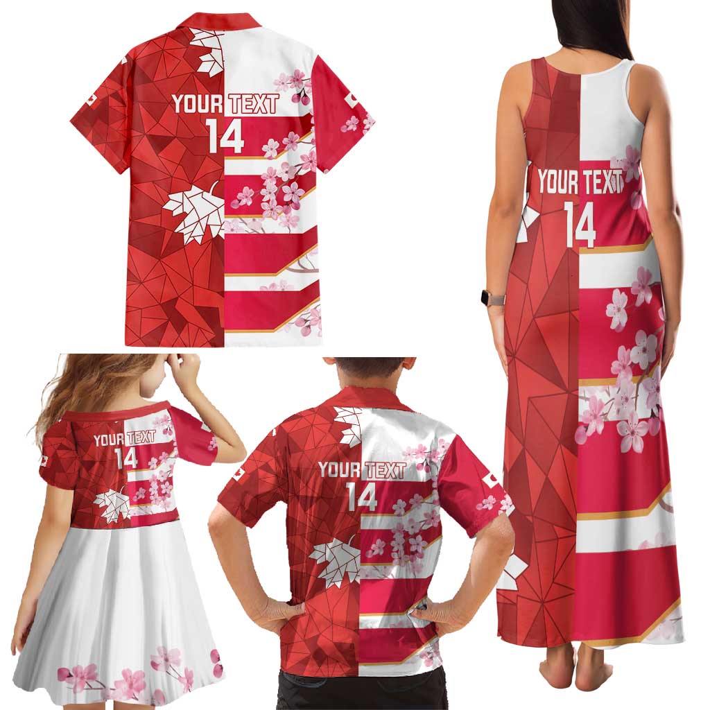 Canada and Japan Rugby Custom Family Matching Tank Maxi Dress and Hawaiian Shirt Canucks Brave Blossoms Together Pacific - Wonder Print Shop