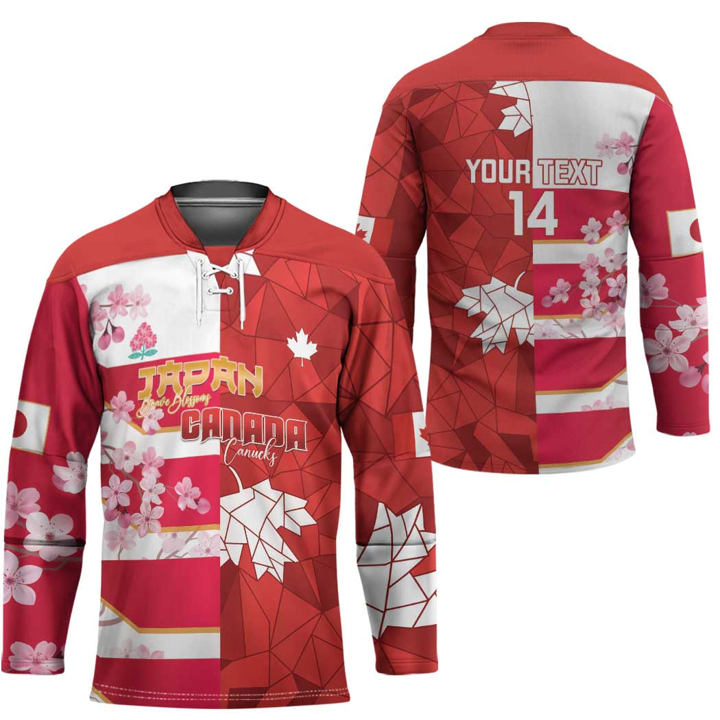 Canada and Japan Rugby Custom Hockey Jersey Canucks Brave Blossoms Together Pacific - Wonder Print Shop