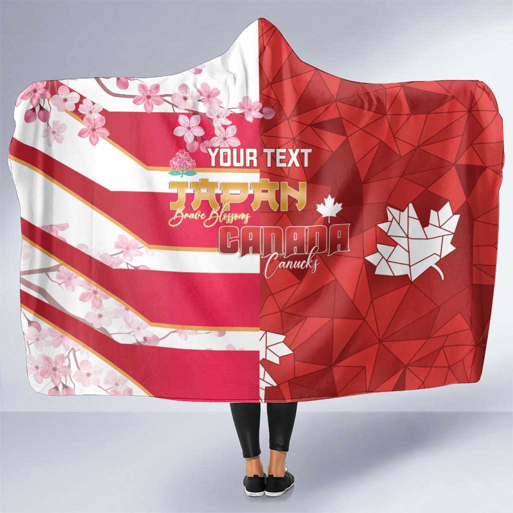 Canada and Japan Rugby Custom Hooded Blanket Canucks Brave Blossoms Together Pacific - Wonder Print Shop