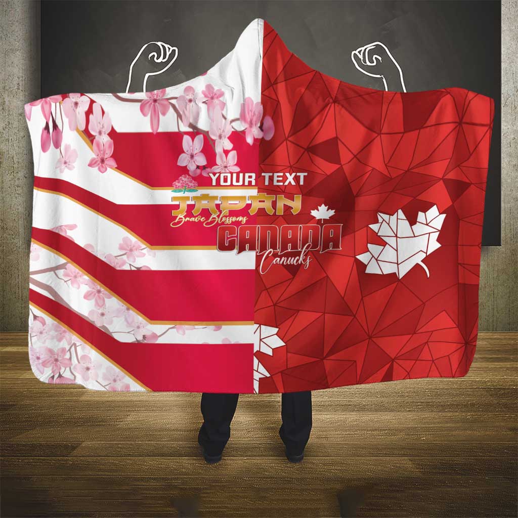 Canada and Japan Rugby Custom Hooded Blanket Canucks Brave Blossoms Together Pacific - Wonder Print Shop