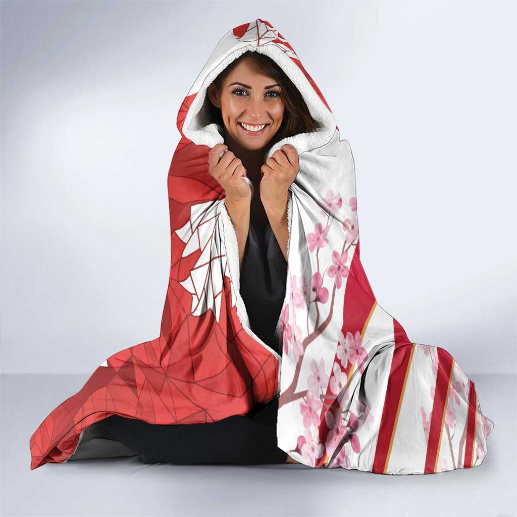 Canada and Japan Rugby Custom Hooded Blanket Canucks Brave Blossoms Together Pacific - Wonder Print Shop